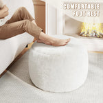 Gericco Round Stuffed Pouf Ottoman for Foot Rest, A Round Modern Foam Filled Poufs, Floor Chair for Living Room, Nursery, Dorm, A Soft Modern Foot Stool Perfect to Rest Your Feet (White, 20Inch)