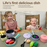 GILOBABY Kids Play Kitchen Accessories - Complete Cooking Toy Set with Pots, Pans & Utensils for Toddlers 1-3, Learning Educational Pretend Play Gift for Girls (Pink)