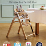 Momcozy DinerPal Wooden High Chair for Babies, Toddlers & Adults Up to 308 Lbs, Convertible Baby Highchair with Food-Grade Tray, Dishwasher-Safe, Adjustable & Ergonomic, Natural Wood