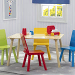 Delta Children Kids Table and Chair Set (4 Chairs Included), Natural/Primary