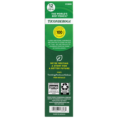 Ticonderoga Wood-Cased Pencils, Pre-Sharpened, 2 HB Soft, Yellow, 12 Count