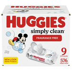 Huggies Simply Clean Unscented Baby Diaper Wipes, 11 Flip-Top Packs (704 Wipes Total), Packaging May Vary