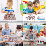LELEMON Puzzles for Kids Ages 4-8,Fire Fighting 100 Piece Puzzles for Kids,Educational Kids Puzzles Jigsaw Puzzles in a Metal Box,Children 100 Piece Puzzle Games Puzzle Toys for Girls and Boys