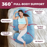 PILLANI Pregnancy Pillows for Sleeping - V C U Shaped Full Body Pillows for Adults with Removable Washable Cover, 57inch Cooling Maternity Pillow for Pregnant Women, Support for Back Belly Legs