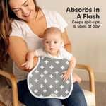 KeaBabies 4-Pack Baby Burp Cloths Baby Girl, Boy - Organic Cotton Burp Cloth, Extra Large, Absorbent, Soft Burping Cloths & Bibs Set for Babies, Newborn Burp Clothes, Thick Burp Rags (Grayscape)