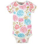 Gerber Baby Girls' 4-Pack Short Sleeve Onesies Bodysuits, Princess Pink, 12 Months