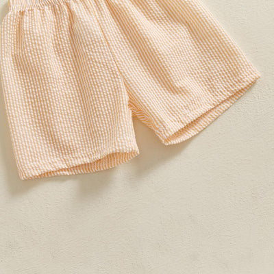 Karuedoo Toddler Baby Boy Girl Shorts Gingham Plaid/Seersucker Shorts Summer Casual Elastic Waist Shorts Pants Bottoms (Seersucker-Yellow, 9-12 Months)