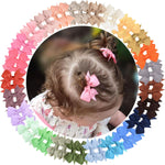2" Baby Hair Clips Fully Lined Bows Tiny Alligator Clips for Infants and Toddlers in Pairs