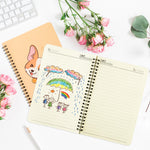 L1rabe 2 A5 Corgi Spiral Notebooks Back to School Cute Funny Dog Ruled Notepads Birthday Gift Yellow Dog Exercise Book Hardcover Spiral Travel Drawing Journal Diary for Kids Teen(Playing Corgi)