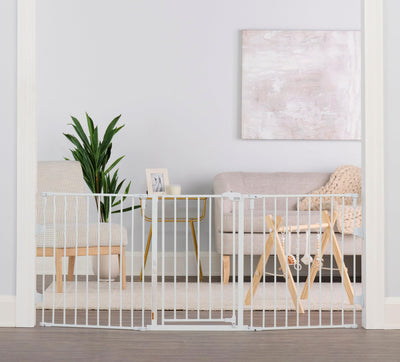 Regalo Safety 28"-76” Super Wide Configurable Baby Gate for Doorways & Open Spaces, 3-Panel Wall Mounted Safety Gate with Door for Babies, Toddlers & Pets, Includes Wall Mount Hardware