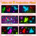 Onefire Girls Toys for Girl Gifts, 6 Films Light Projector Unicorn Toys for Girls Age 4-6, Rechargeable Night Lights for Bedroom, 360° Rotating Butterfly Decor Mermaid Gifts Princess Baby Toddler Toys