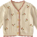 HOOLCHEAN Baby Girls Cotton Small Floral Embroidery Cardigan Sweater