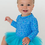 RuffleButts Baby Girls UPF 50+ Sun Protection Tulle Skirted Long Sleeve One Piece Rash Guard Swimsuit - Mermaid Princess, 12-18m