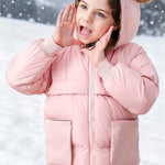 TUONROAD Baby Girls Coats 6-12 Months Toddler Girls Winter Coat for 1t Newborn Baby Pink Fleece Puffer Jacket with Bear Hood Infant Girls' Zip Up Waterproof Warm Down Coats for Toddlers Size 1 Year