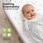 2-Pack Organic Bassinet Sheets for Girls, Boys - 100% Cotton Bassinet Mattress Sheets Compatible with Halo Bassinest Swivel Sleeper, Graco, Baby Delight, Chicco,Unisex Fitted Bassinet Sheets(Bunnies)