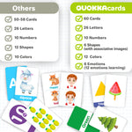 QUOKKA ABC Learning Flash Cards for Toddlers 2-4 Years Old - 60 Flashcards Toy for Kids Ages 1-3-5 - Alphabet Numbers Colors Letters Animals Learn Activities - First Words Educational Game
