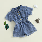 Ledy Champswiin Summer Toddler Girl Jumpsuit Shorts Little Girl Overalls Clothes Baby Jean Romper Jumpsuit One Piece Outfit (Blue, 12-18 Months)