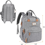 RUVALINO Diaper Bag Backpack-Multifunction Travel Baby Diaper Bag with Changing Pad, Insulated Bottle Holders & Pacifier Case, Large Capacity, Waterproof, Gray