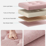 SONGMICS MAZIE Collection - Small Folding Storage Ottoman, Foot Rest Stool, 12.2 x 16.1 x 12.2 Inches, 286 lb Load Capacity, for Living Room, Bedroom, Home Office, Dorm, Jelly Pink ULSF102R01