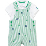 Little Me Clothes for Baby Boys' Golf Shortall Set, Green, 9 Months