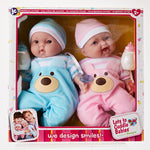 JC Toys Twins 13" Realistic Soft Body Baby Dolls Berenguer Boutique | Twins Gift Set with Removable Outfits and Accessories | Pink and Blue | Caucasian | Ages 2+