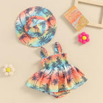 Mubineo Baby Girl Summer Clothes Floral Romper Dress Infant Sleeveless Rompers Skirt One Piece Boho Sun Dress Outfits (Blue Orange Beach, 6-12 Months)
