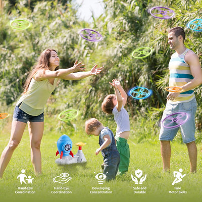 Outdoor Toys for Kids Ages 3-8: Flying Disc Launcher Toy Chasing Games - Summer Outside Yard Activities Chasing Toy for Toddlers Ages 3 4 5 6 7 8 Backyard Games Birthday Gift for Boys Girls, Blue