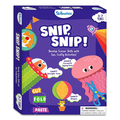 Skillmatics Scissor Skills Activity Book - Snip, Snip, Art & Craft Kit for Kids, 2 Child-Safe Scissors, 25 Fun Activities, TikTok Viral Sensation, Gifts for Girls & Boys Ages 3, 4, 5, 6, 7