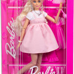 Barbie Deluxe Style Doll #3 in Barbiecore Outfit, Blond Hair in Top Knot, Pink Pastel Dress with Oversized Bow and Accessories Like Mesh Tights