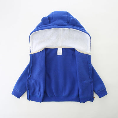 Baby Boy's Hooded Jackets Long Sleeve Outerwear Unisex Baby Classic Solid Color Coat for 6-9M Blue Jacket
