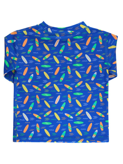 RUGGEDBUTTS® Baby/Toddler Boys Long Sleeve Rash Guard Swim Shirt w/UPF 50+ - Neon Surfs Up, 2T