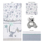 Sammy & Lou Ellie & Friends 4-Piece Baby Crib Bedding Set, Includes Quilt, Fitted Crib Sheets Neutral, Crib Skirt, and Plush Toy