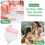 GreenChoice Baby Sippy Cup Wine Glass - Fun No Spill Plastic Goblet for Kids - Perfect Beverage Mug with Lid for Birthday Parties and Celebrations - Ideal for Milk, Juice, and More! (Pink, 1)