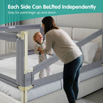 UWRVH Bed Rails for Toddlers，Toddler Bed Rails，Bed Rail for Baby - Adjustable Height Bed Guard with Child Safety Lock, Universal Fit for King/Full/Twin Beds (Grey, 1 Side 82.5Inch)
