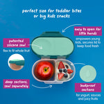 b.box Snack Box - Leakproof Mini Bento Box for Kids & Toddlers, 2 Compartment Snack Containers for Kids, Lunch Containers, Dishwasher Safe, BPA Free, PFAS Free, Ages 4m+, 1 3/4 Cup - Emerald Forest
