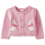 Gymboree,Embroidered Long Sleeve Shrug Cardigan,Pink Ribbon Bunny,0-3 Months