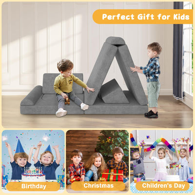 zefinot Modular Kids Play Couch 10PCS – Convertible Kids Sofa & Toddler Play Couch with DIY Foam Pieces for Imaginative Play, Climbing & Relaxation for Playroom, Bedroom, Nursery & Living Room