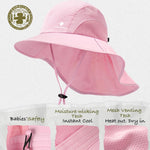Camptrace Toddler Kids Sun Hats with Neck Flap UPF 50+ UV Protection Wide Rigid Brim Boys Girls Beach Swim Sunhat