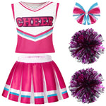 Spooktacular Creations Halloween Girl Cheerleader Outfit, Pink Zombies Cheerleader Costume for Girls Set for Halloween Dress-Up, High School Themed Party (Small, 5-7 yrs)