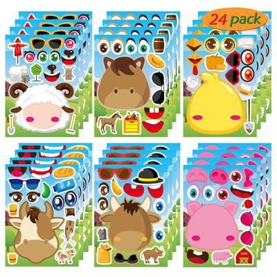 24 Sheets Make-a-face Stickers, Make Your Own Ice Cream Mix and Match Sticker Sheets DIY Summer Ice Cream Stickers for Kids Party Favors Activities
