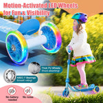 Kick Scooter for Kids Ages 3-7, Three Wheel Toddler Scooter with Handlebar Steering(No Lean),Height Adjustable, Light Up Rear Wheels, Indoor Outdoor Toy for Girls Boys, Holiday Birthday Gift, Blue