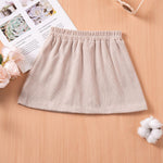 Toddler Little Girls Corduroy Skirts Decorative Buttons Ruffled Trim Elastic Waist A Line Skirt with Love Heart Pocket (A-Beige, 1-2 Years)