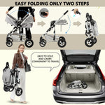 Kinder King 2 in 1 Convertible Baby Stroller, Folding High Landscape Infant Carriage, Newborn Reversible Bassinet Pram, Adjustable Canopy, Diaper Bag, Anti-Shock Toddler Pushchair Stroller, Light Grey