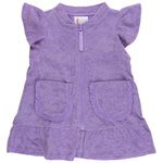RuffleButts Baby/Toddler Girls Terry Butterfly Sleeve Full Zip Cover-Up - Wisteria Purple, 3-6m