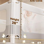 3 Piece Bed Rails for King Size Bed, No-Drill Needed Baby Bed Rail Guard for Toddlers with Height Adjustable, Thickened Child Safety Side Railing Guards/Bedrail for Kids, White/Grey, 74.8x78.7x78.7in