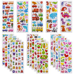 Meafeng 3D Stickers for Kids & Toddlers 24 Sheets 550+ Puffy Stickers Variety Pack with Animals, Numbers, Fruits, Fish, Dinosaurs, Cars & More for Scrapbooking, Bullet Journals & Crafts