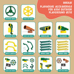 Barcaloo Playground Accessories for Kids Outdoor Playset with Pirate Ship Playhouse Wheel, Telescope & Flag Play Set, Attachments for Backyard Treehouse, Jungle Gym and Swing Set