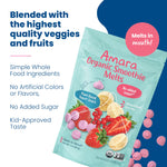 Amara Smoothie Melts - Mixed Red Berries - Baby Snacks Made With Fruits and Vegetables - Healthy Toddler Snacks For Your Kids Lunch Box - Organic Plant Based Yogurt Melts - 6 Resealable Bags