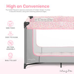 Dream On Me Zodiak Portable Playard in Grey and Pink, Lightweight, Packable and Easy Setup Baby Playard, Breathable Mesh Sides and Soft Fabric - Comes with a Removable Padded Mat