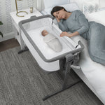 Delta Children Close2Me Bedside Baby Bassinet Sleeper with Breathable Mesh and Adjustable Heights - Lightweight Portable Crib, Grey